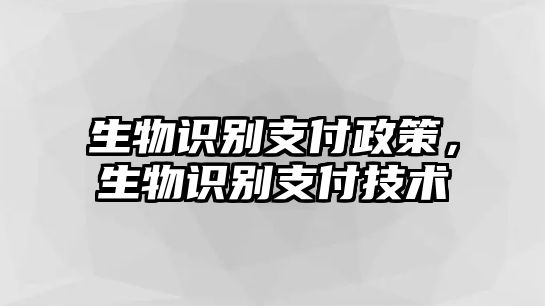 生物識別支付政策，生物識別支付技術(shù)