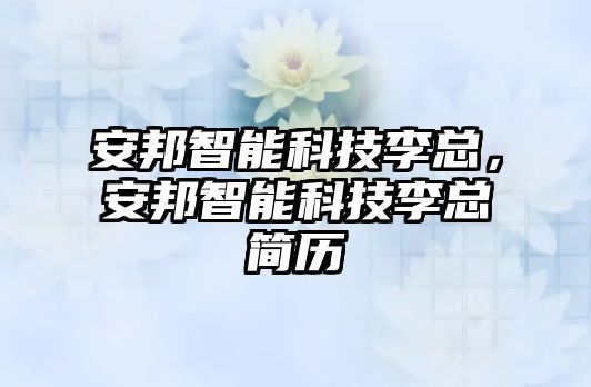 安邦智能科技李總，安邦智能科技李總簡歷