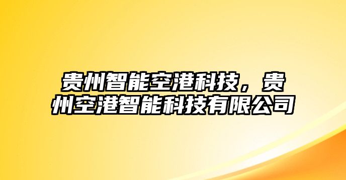 貴州智能空港科技，貴州空港智能科技有限公司